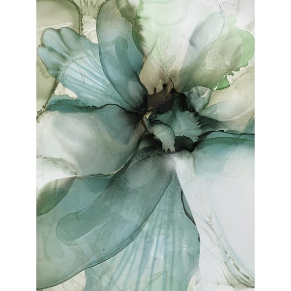Art.com Sage And Teal Flowers 2 Art Print by Emma Catherine Debs, 18" x 24"