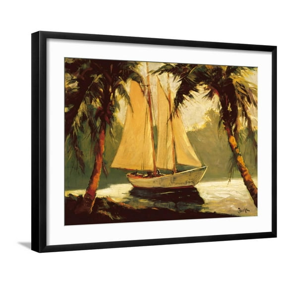 Art.com Sailboat, Santa Barbara Art Print by Frederick Pawla, Black Frame Wall Art, 29" x 23"