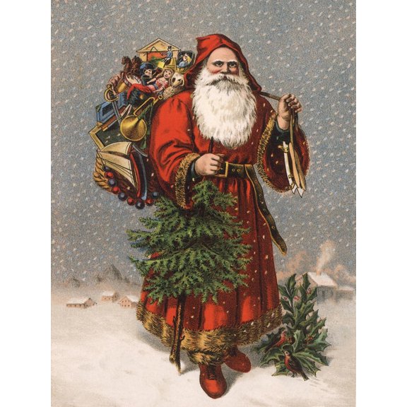 Art.com Saint Nicholas (The Original Santa ) - an Early 1900S Vintage Illustration. Art Print by Victorian Traditions, 24" x 32"
