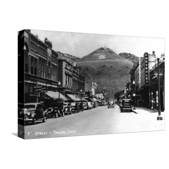 Art.com Salida, Colorado - F Street View Stretched Canvas Print Wall Art by Lantern Press, 18" x 12"