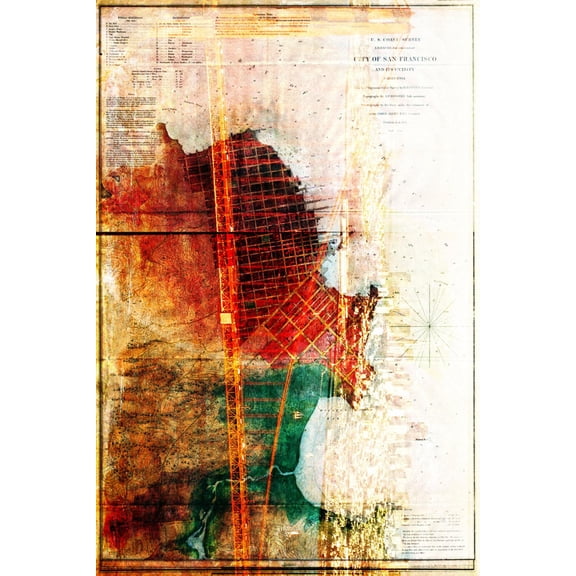 Art.com San Francisco Map 2 Art Print, 24" x 36"