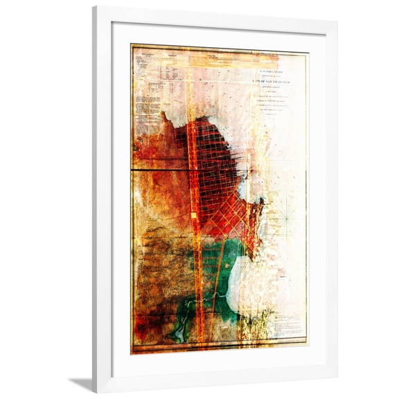 Art.com San Francisco Map 2 Art Print, White Frame Wall Art, 32" x 44"