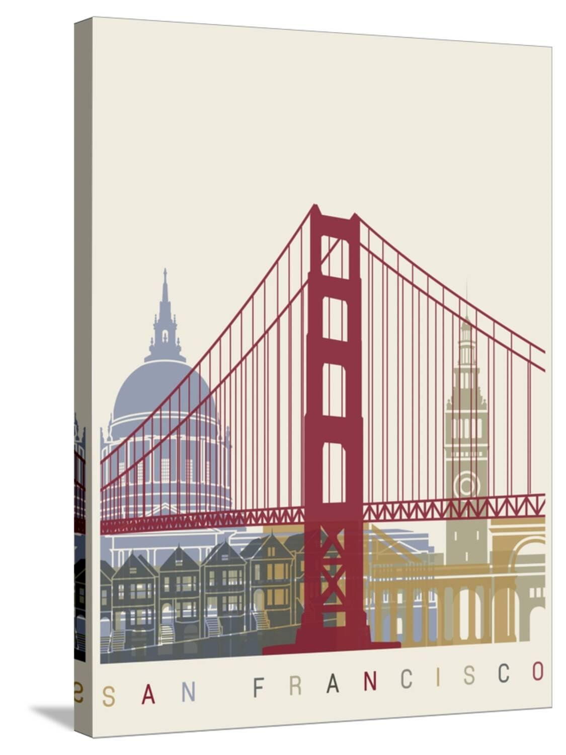 Art.com San Francisco Skyline Poster Stretched Canvas Print Wall Art by ...