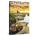 Santa Cruz, California Woody and Lighthouse Stretched Canvas