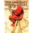 thumbnail image 1 of Art.com Santa at the Map Saturday Evening Post Cover, December 16,1939 Giclee Print by Norman Rockwell, 12" x 16", 1 of 4