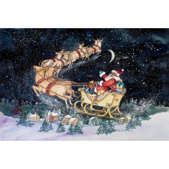 Art.com Santas Ride Art Print by Kathleen Parr McKenna, 18" x 12"