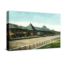 Art.com Saratoga Springs, New York - Race Course Grand Stand View Stretched Canvas Print Wall Art by Lantern Press, 18" x 12"