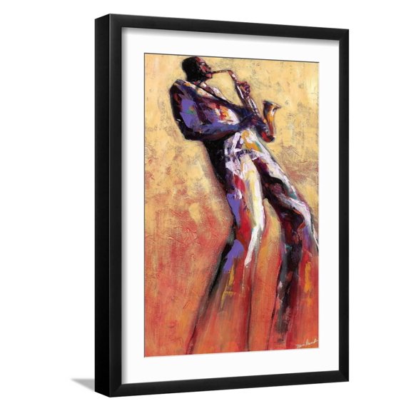 Art.com Sax Solo Art Print by Monica Stewart, Black Frame Wall Art, 17" x 23"