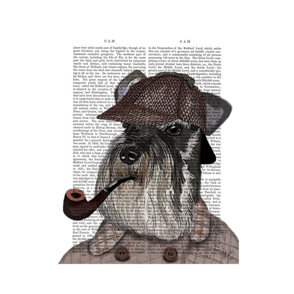 Art.com Schnauzer Sherlock Art Print by Fab Funky, 12" x 16"