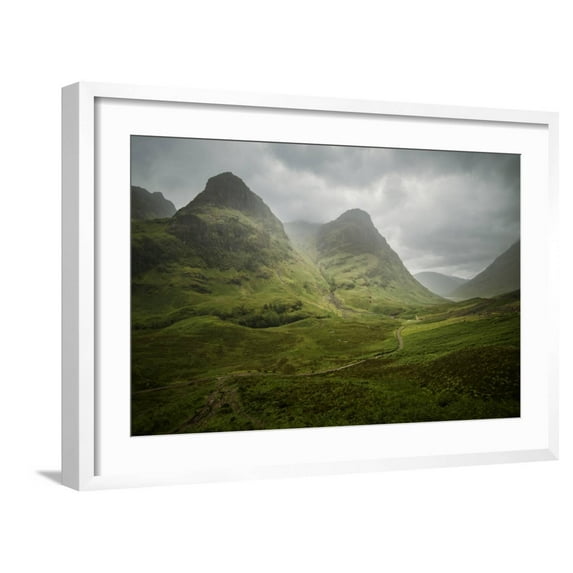 Art.com Scotland The Road To Glencoe By The Three Sisters Photographic Print by Philippe Manguin, White Frame Wall Art, 29" x 21"