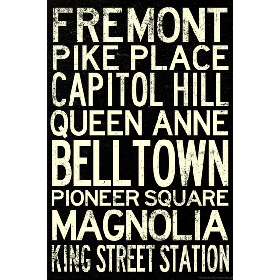 Art.com Seattle Transit Style Vintage Retro Metro Travel Art Print, 12" x 18"