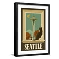 thumbnail image 1 of Art.com Seattle, Washington - Space Needle and Cat Window Art Print by Lantern Press, Black Frame Wall Art, 17" x 23", 1 of 5