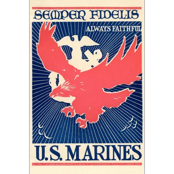 Art.com Semper Fidelis, Eagle and Insignia Art Print, 16" x 24"