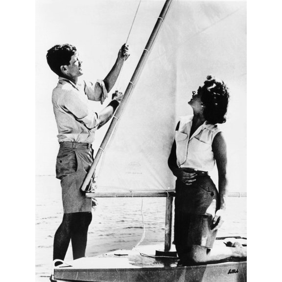 Art.com Senator John F Kennedy and Fiancée Miss Jacqueline Bouvier of Newport, Jun 26, 1953 Photo, 12" x 16"