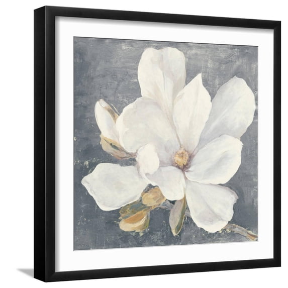 Art.com Serene Magnolia Gray Art Print by Julia Purinton, Black Frame Wall Art, 21" x 21"