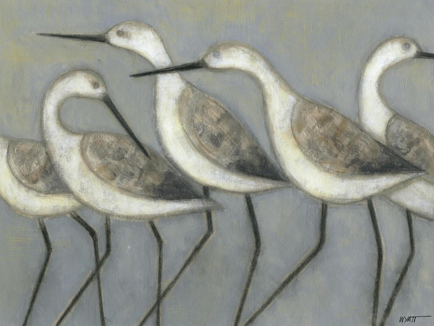 Seagulls on Blue Abstract Canvas Print, 24x18
