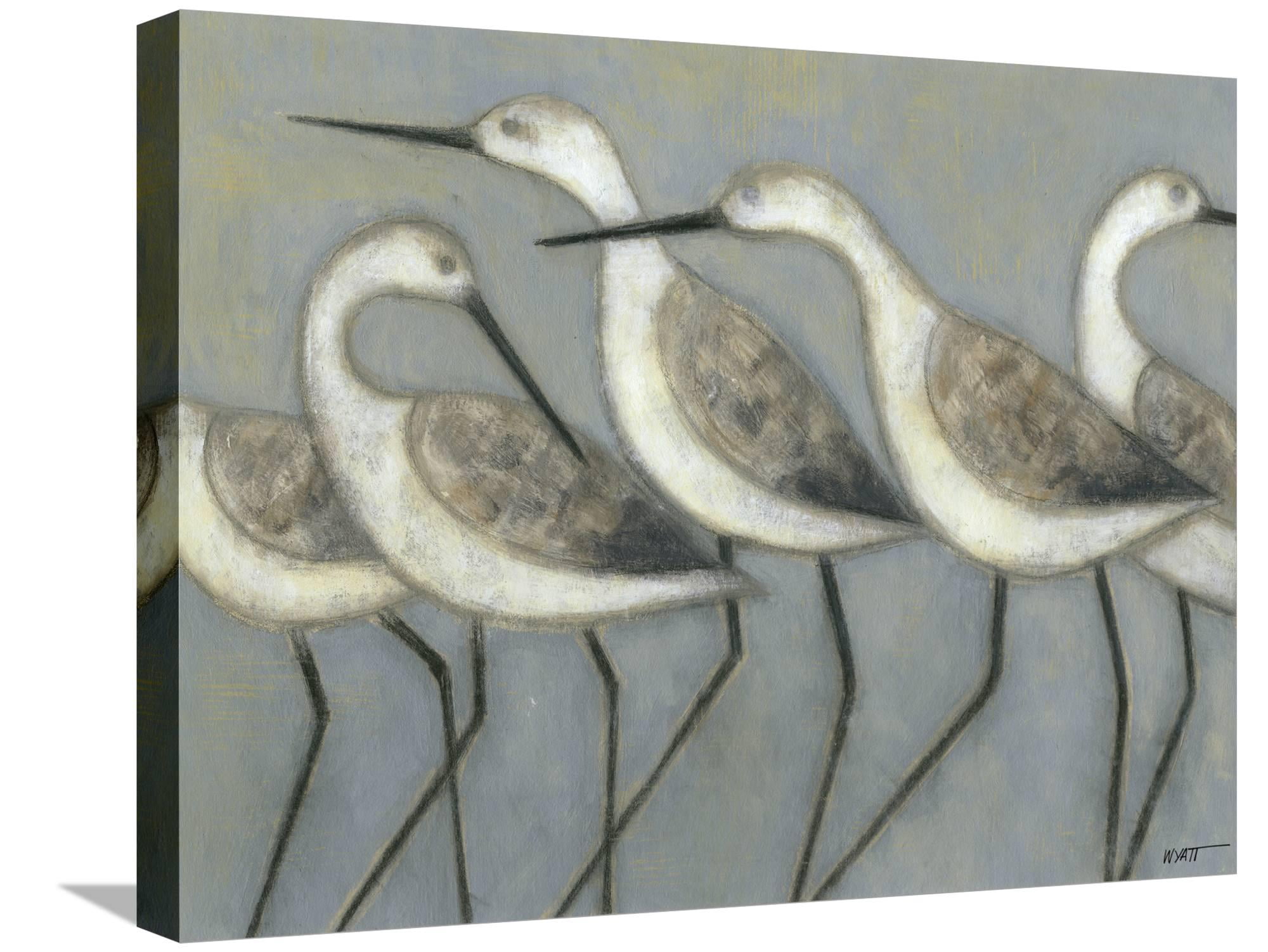 Seagulls on Blue Abstract Canvas Print, 24x18