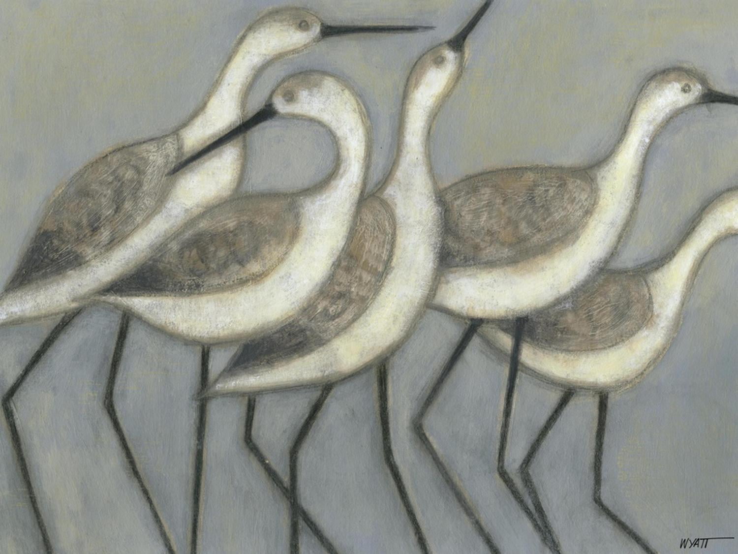 Seagulls on Blue Abstract Canvas Print, 24x18