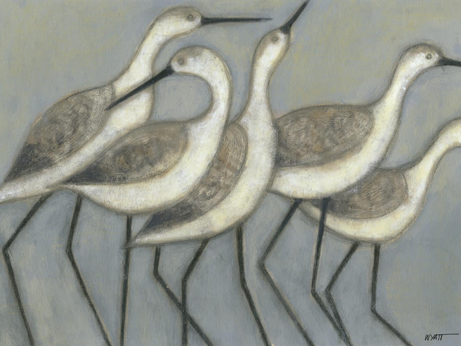 Seagulls on Blue Abstract Canvas Print, 24x18