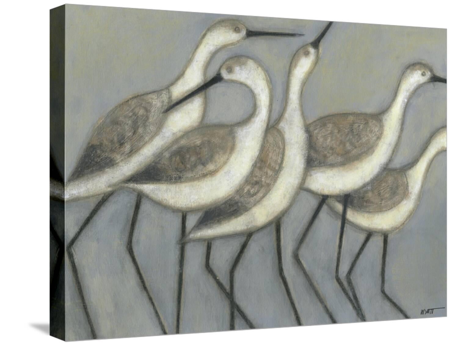 Seagulls on Blue Abstract Canvas Print, 24x18