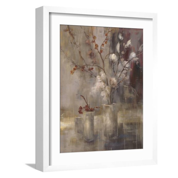 Art.com Silver Floral Art Print by Simon Addyman, White Frame Wall Art, 17" x 21"