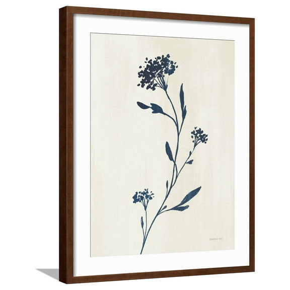 Art.com Simple Nature IV Indigo Cream Art Print by Danhui Nai, Brown Frame Wall Art, 23" x 29"
