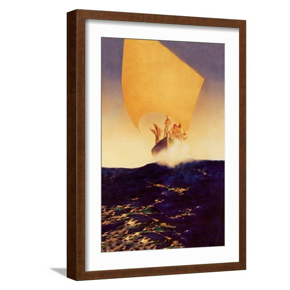 Art.com Sinbad and His Seven Brothers Art Print by Maxfield Parrish, Brown Frame Wall Art, 17" x 23"