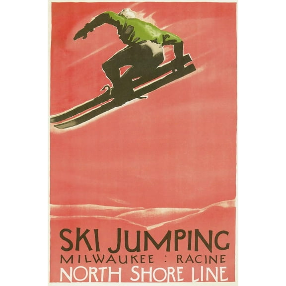 Art.com Ski Jumping Poster Art Print, 12" x 18"