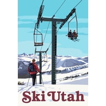 Art.com Ski Utah - Ski Lift Day Scene Art Print by Lantern Press, 16" x 24"