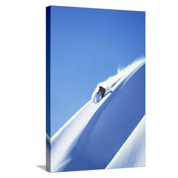 Art.com Skier Racing Down Mountain Slope Stretched Canvas Print Wall Art, 16" x 24"