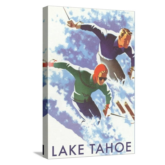 Art.com Skiers, Lake Tahoe Stretched Canvas Print Wall Art, 12" x 18"