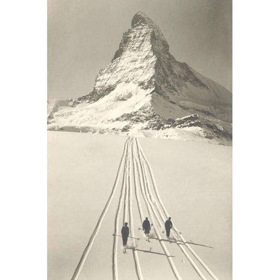 Art.com Skiers Leaving Matterhorn Art Print, 12" x 18"