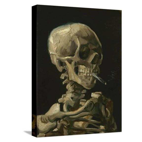 Art.com Skull of a Skeleton with Burning Cigarette Painting by Vincent Van Gogh, 1886 Stretched Canvas Print Wall Art by Stocktrek Images, 12" x 16"