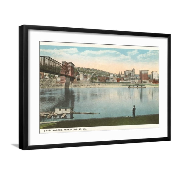 Art.com Skyscrapers, Wheeling, West Virginia Art Print, Black Frame Wall Art, 29" x 21"