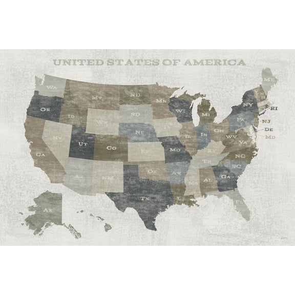 Art.com Slate US Map Art Print by Sue Schlabach, 36" x 24"