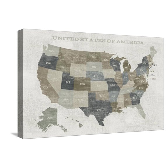Art.com Slate US Map Stretched Canvas Print Wall Art by Sue Schlabach, 24" x 16"