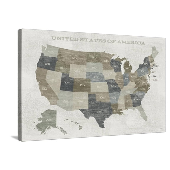 Art.com Slate US Map Stretched Canvas Print Wall Art by Sue Schlabach, 36" x 24"
