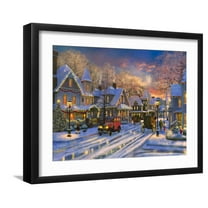 Art.com Small Town Christmas Art Print by Dominic Davison, Black Frame Wall Art, 21" x 17"