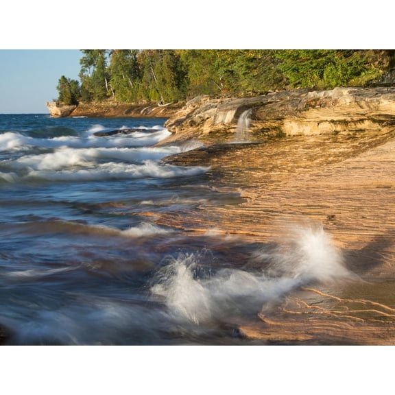 Art.com Small Waterfall along the Edge of Miner's Beach at Lake Superior in Pictured Rocks National Seashor Photographic Print by Julianne Eggers, 16" x 12"