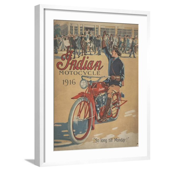 Art.com Smithsonian Libraries: Indian Motorcycle Cover Art Print, White Frame Wall Art, 23" x 29"