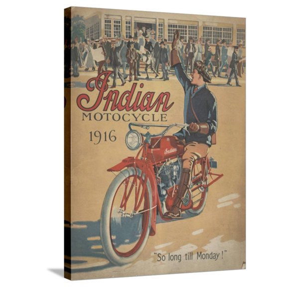Art.com Smithsonian Libraries: Indian Motorcycle Cover Stretched Canvas Print Wall Art, 24" x 32"