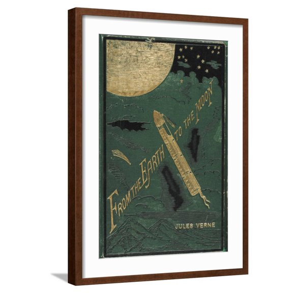 Art.com Smithsonian Libraries: Jules Verne Cover Art Print, Brown Frame Wall Art, 21" x 29"