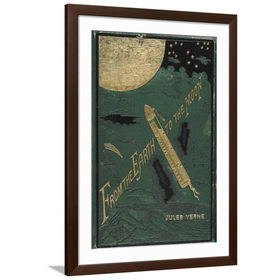 Art.com Smithsonian Libraries: Jules Verne Cover Art Print, Brown Frame Wall Art, 32" x 44"