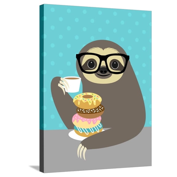 Art.com Snacking Sloth Stretched Canvas Print Wall Art by Nancy Lee, 24" x 32"