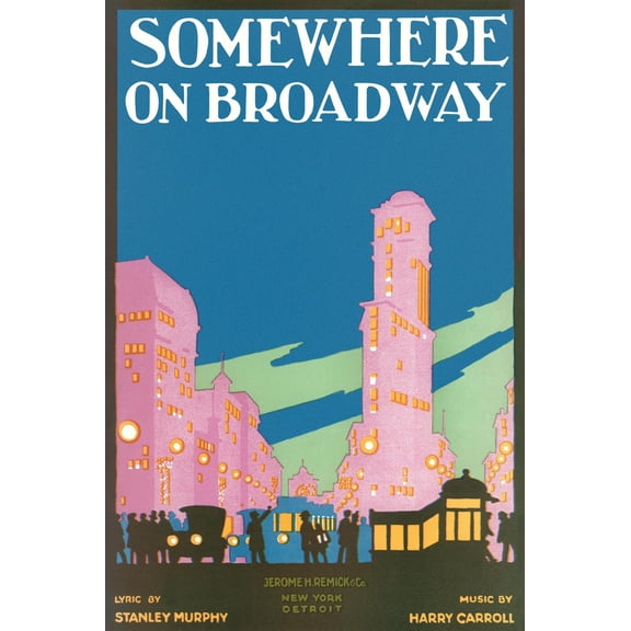 Art.com Somewhere on Broadway, Sheet Music, New York Art Print, 16" x 24"