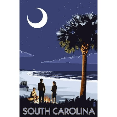 Art.com South Carolina Palmetto Moon Art Print by Lantern Press, 12" x 18"