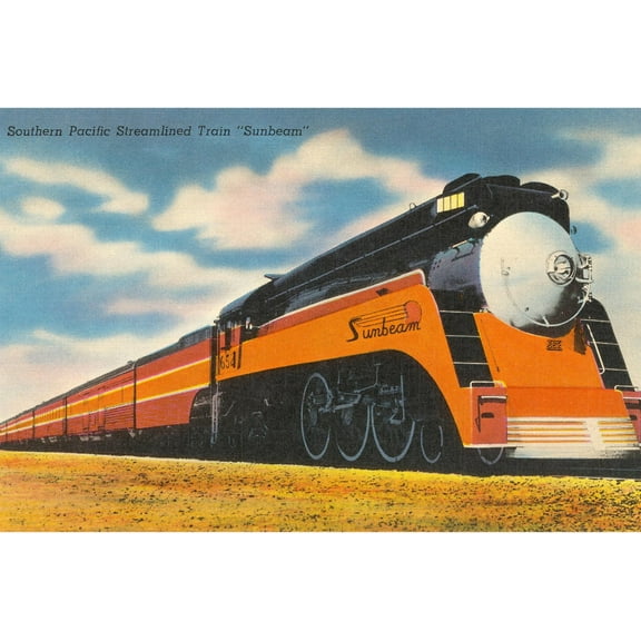 Art.com Southern Pacific Streamlined Train, Sunbeam Art Print, 18" x 12"