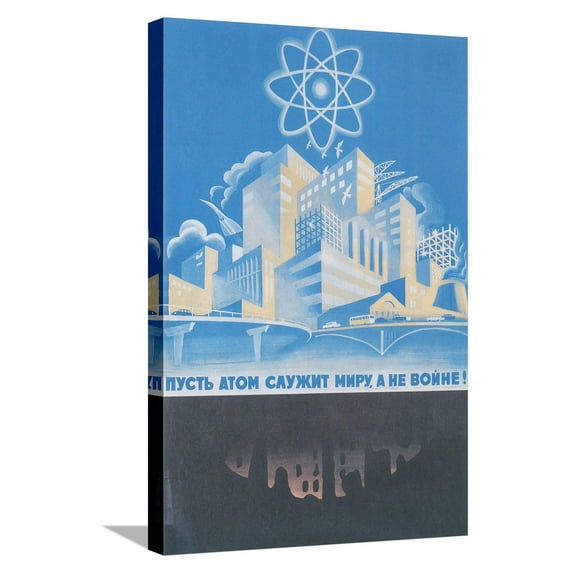 Art.com Soviet Nuclear Power Poster Stretched Canvas Print Wall Art, 16" x 24"