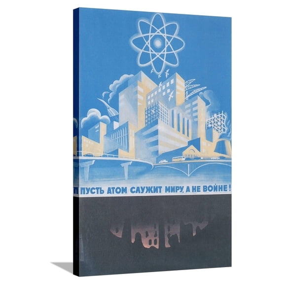 Art.com Soviet Nuclear Power Poster Stretched Canvas Print Wall Art, 24" x 36"