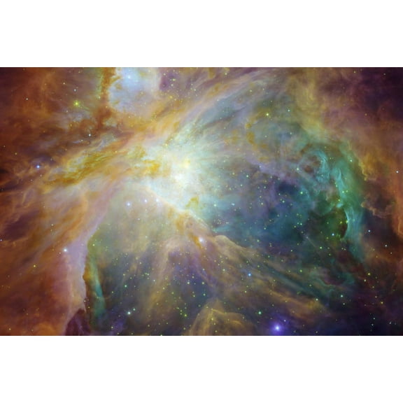 Art.com Spitzer and Hubble Create Colorful Masterpiece Space Photo Art Print, 18" x 12"